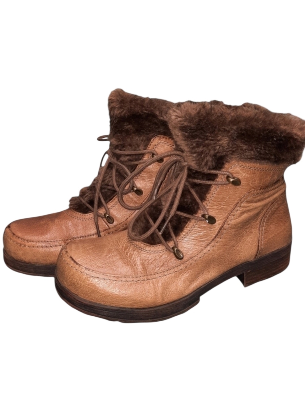BareTraps Presume Fur Trim Leather Boots SZ 8M